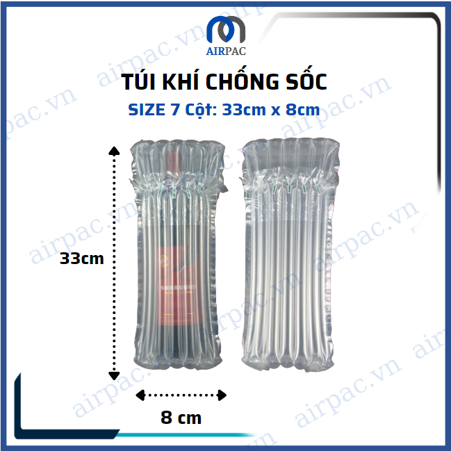 Bao bì đóng gói, túi nilon, cột khí, bọc khí chống sốc Airpac vận chuyển hàng hóa dễ vỡ 7 cột bọc đồ cỡ 33cm x 8cm