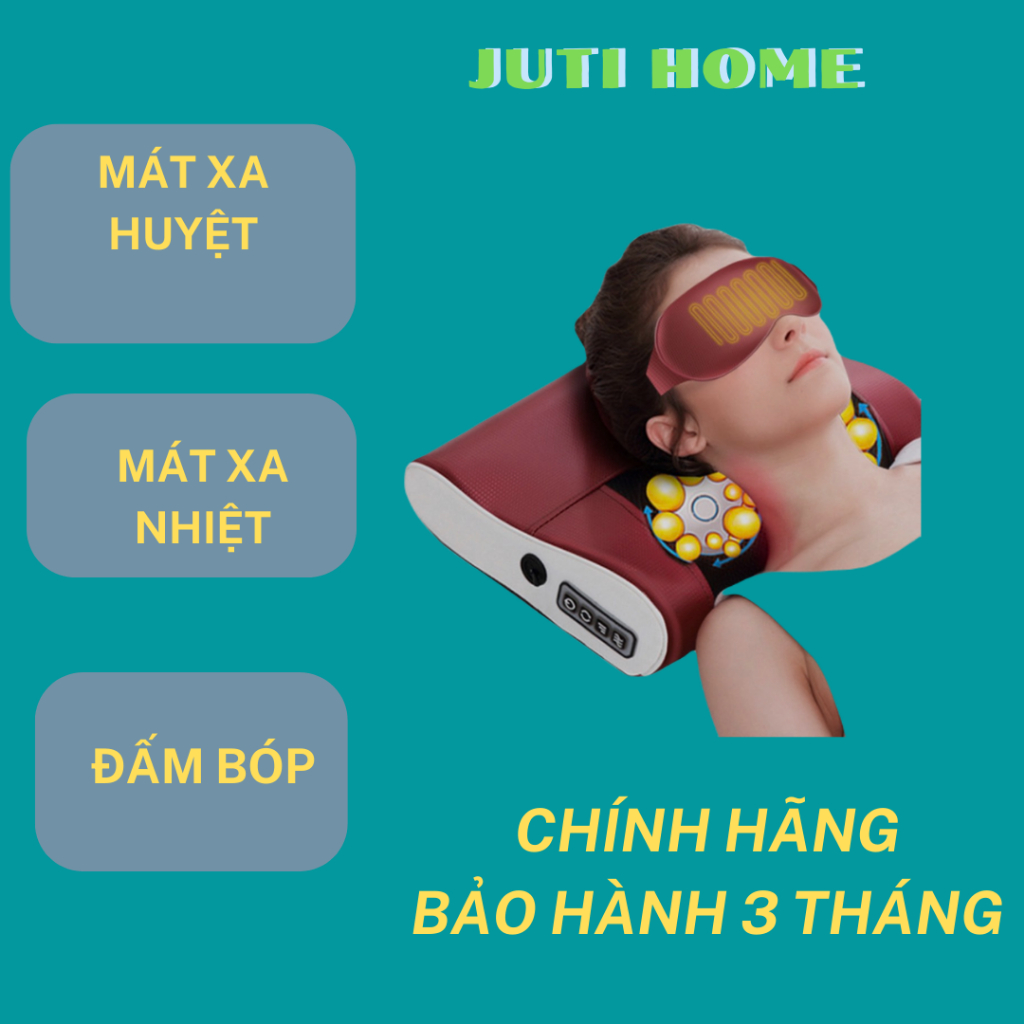 Gối massage mát-xa cổ vai gáy eo hông 20 đầu, đa năng có gồm túi khí và túi thảo dược