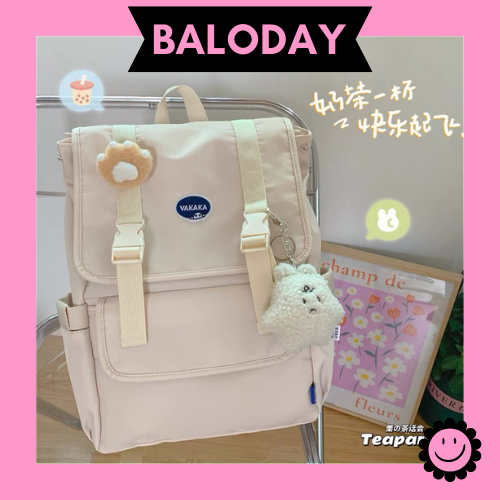 Balo Nữ dễ thương có 2 khóa bấm bên ngoài, đi học, đi cafe cực Cute