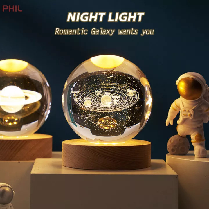 Đèn Ngủ 3D Quả Cầu Pha Lê Phát Sáng, Quà Tặng Sinh Nhật, Quà Lưu Niệm, Quà Tặng Giáng Sinh