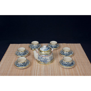 Bộ ấm chén men rạn bọc đồng
