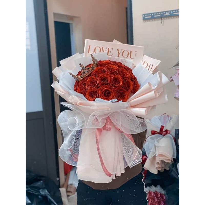 (Tặng đèn, thiệp, chữ)Bó 30 bông Kim Tuyến