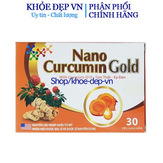 Viên uống Nano Curcumin Gold, giúp giảm tác hại của hoá trị, xạ trị, giảm viêm loét dạ dày - Hộp 30 viên