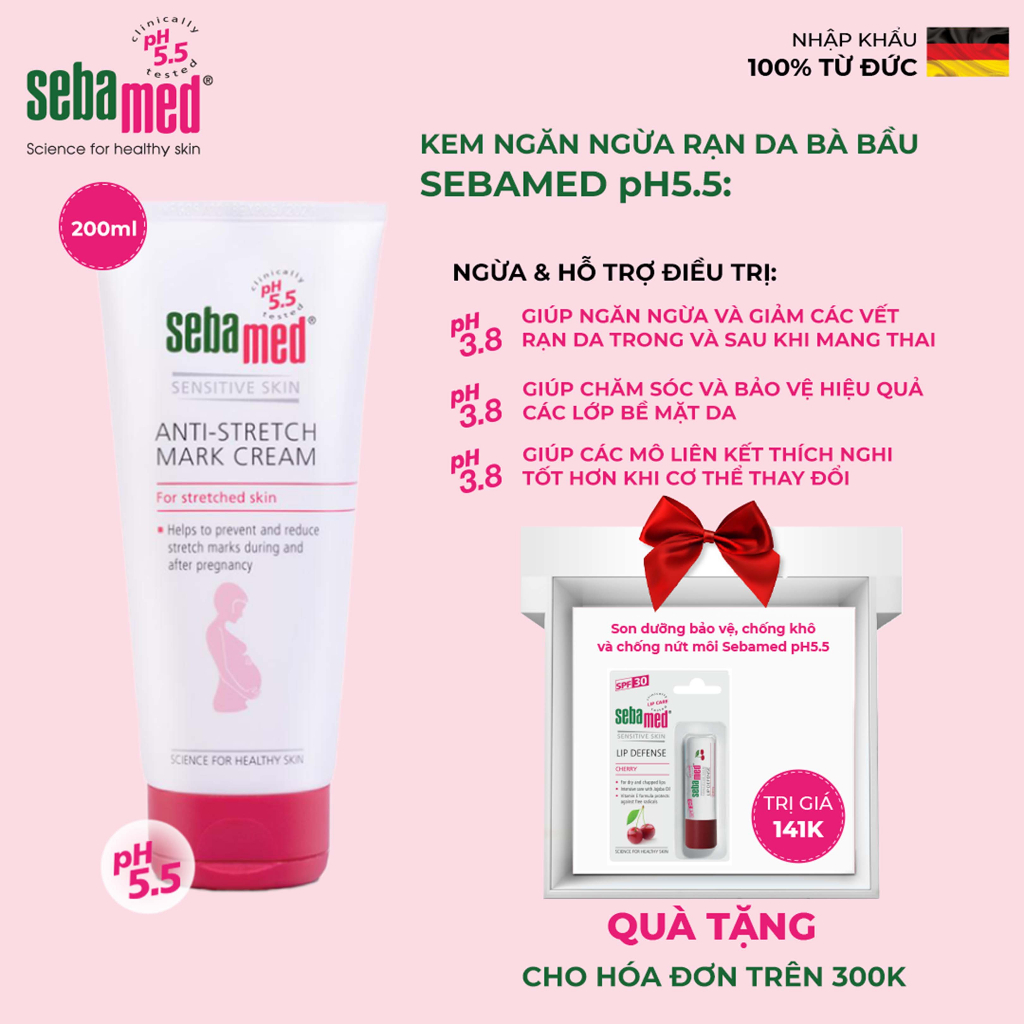 Kem ngăn ngừa rạn da bà bầu Sebamed Anti-Stretch Mark Cream pH5.5 (200ml)