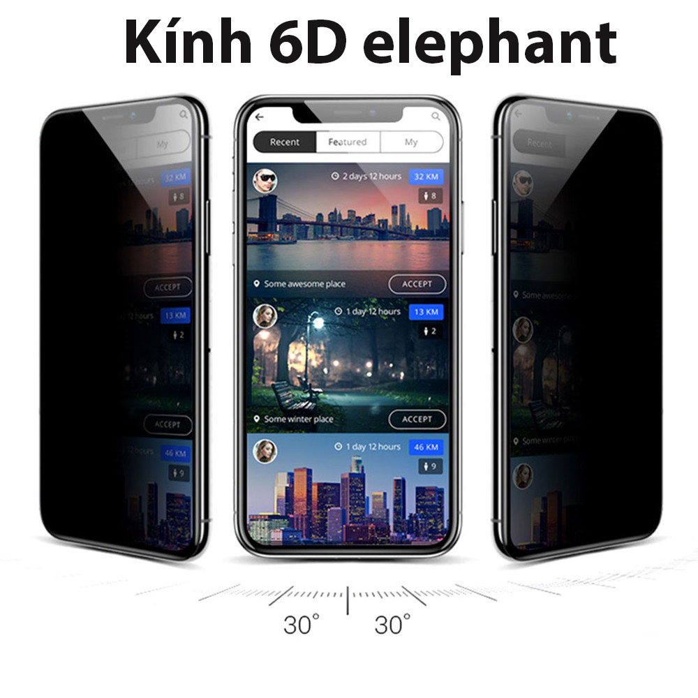 Kính cường lực iphone WK Elephant 6D voi, dán full màn cho IP 7 plus 8 X XS Max 11 12 13 promax (không hộp)
