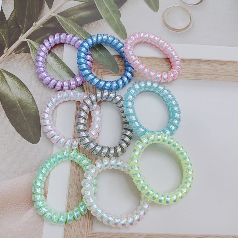 Cột tóc lò xo ánh nhũ nhiều màu xinh