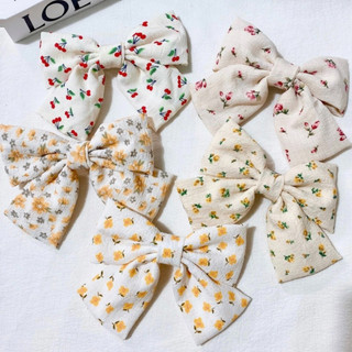 Kẹp tóc nơ hoa nhỏ màu be handmade phong cách vintage dành cho tiểu thư
