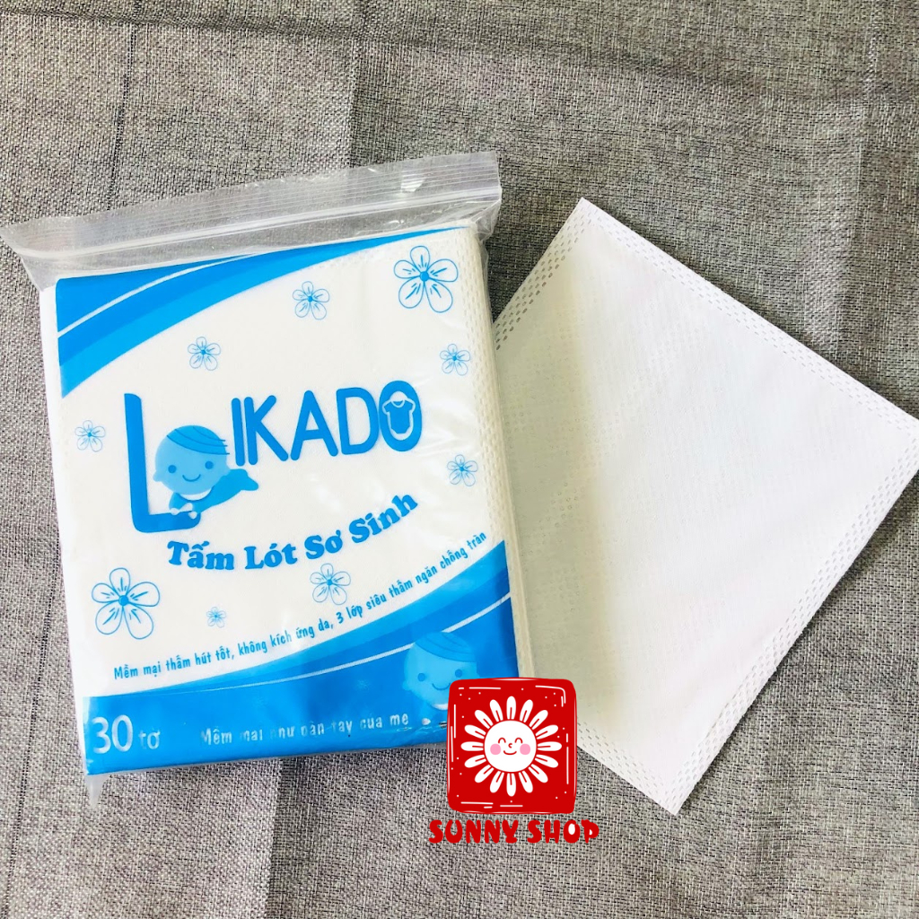 1 Gói (30 tấm) lót phân xu LIKADO 3 lớp chống thấm/ Miếng lót phân su sơ sinh