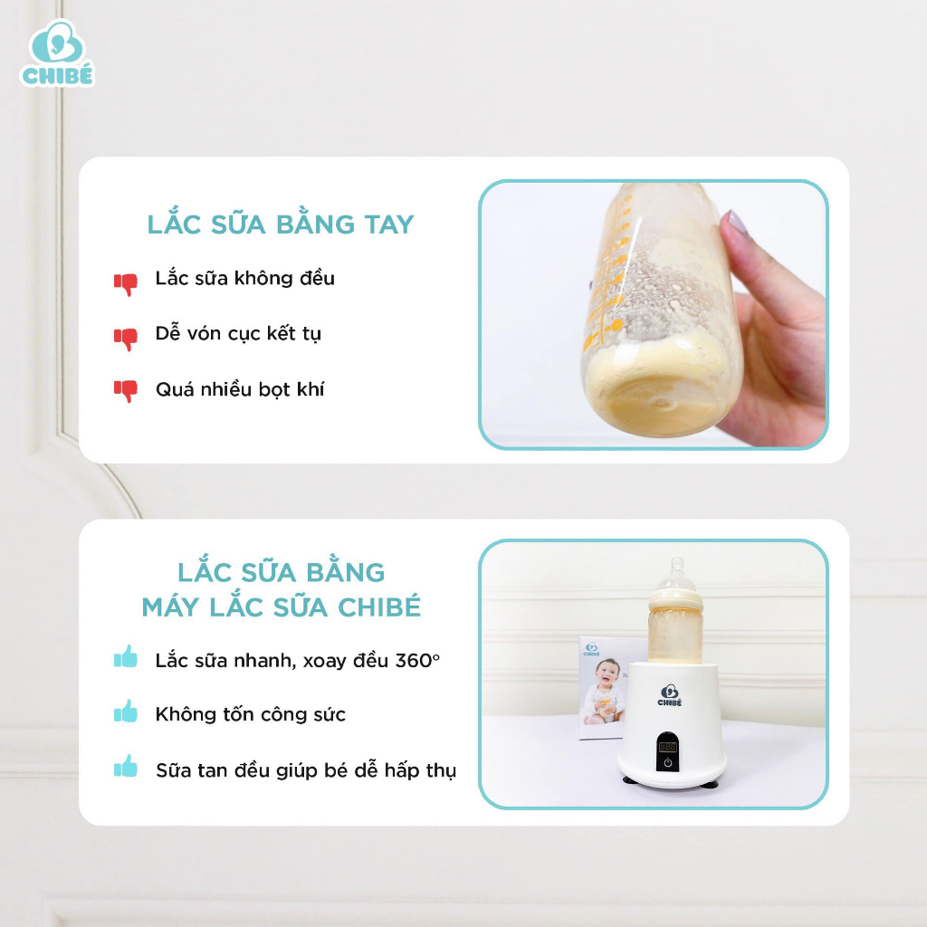 Máy lắc bình sữa ChiBé CB007 quay 360 độ dùng được mọi bình sữa