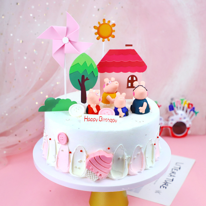 Phụ kiện trang trí bánh sinh nhật bánh kem - Set cắm giấy hình ngôi nhà