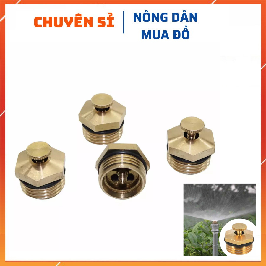 Béc tưới cây phun sương bằng đồng nguyên chất hình cánh quạt ren ngoài 21mm có chỉnh lưu lượng