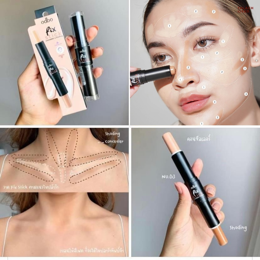 Tạo Khối &amp; Che Khuyết Điểm 2 Đầu Odbo Duo Stick Concealer + Shading