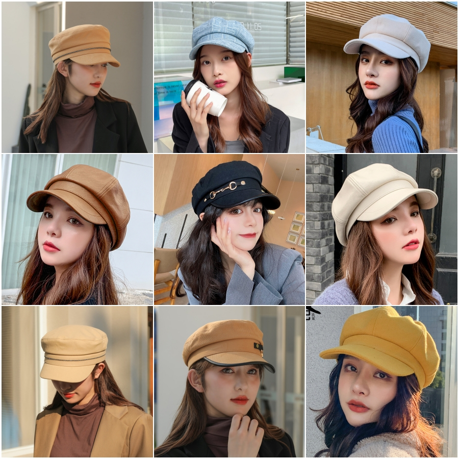 Mũ nồi denim nữ hàn quốc mũ beret thời trang mùa thu đông cá tính