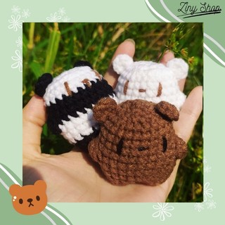 Set 3 móc khoá gấu We Bare Bears gấu Tooth bằng len dễ thương, móc khoá đôi