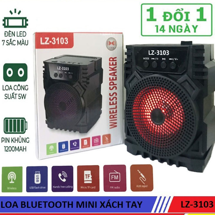 Loa buetooth mini không dây có đèn led LZ 3103,âm bas mạnh