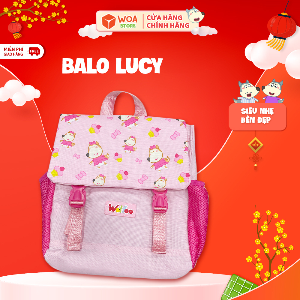 Balo Mềm Lucy Dễ Thương Cho Bé Đi Học Mẫu Giáo Mầm Non Thương Hiệu Wolfoo