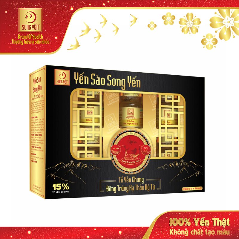 Tổ Yến Chưng Đông Trùng Hạ Thảo Kỷ Tử 15% Song Yến (Lốc 6 x 70ml)