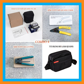 Combo 4 bộ dụng cụ: dao cắt fc-6s + kìm tuốt gia cường + kìm tuốt sợi quang cfs-2+ túi đựng đồ làm quang