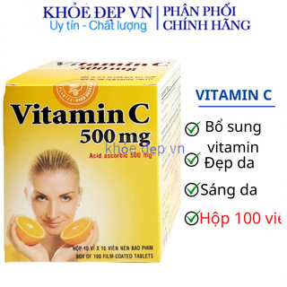 Vitamin c 500mg - bổ sung vitamin c, hộp 100 viên