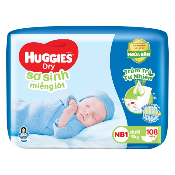 miếng LÓT sơ sinh Huggies Newborn 1 (NB1-108/NB1-64)