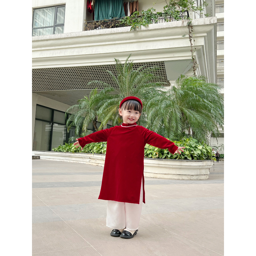 Set Áo Dài Suông Cho Bé Gái Michi House Váy Xuông Mặc Lễ Tết Cho Bé Xinh Xắn Mặc An Toàn Cho Da