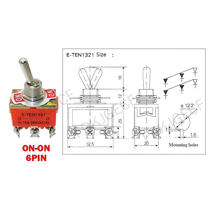 Công tắc gạt on off 2 chân, 4 chân , 6 chân - TBD90