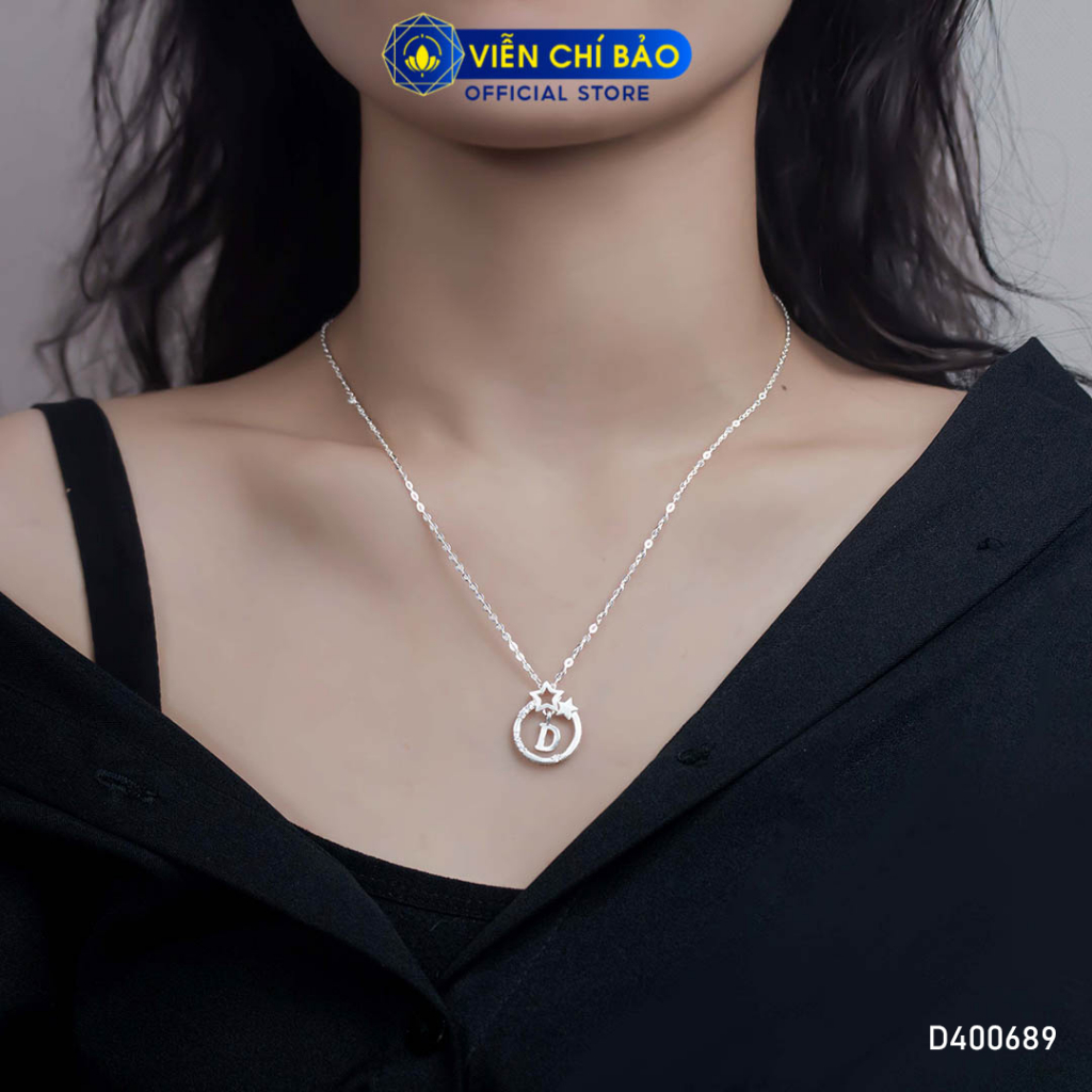 Dây chuyền bạc nữ mặt chữ cái chất liệu bạc 925 thời trang phụ kiện trang sức Viễn Chí Bảo D400689