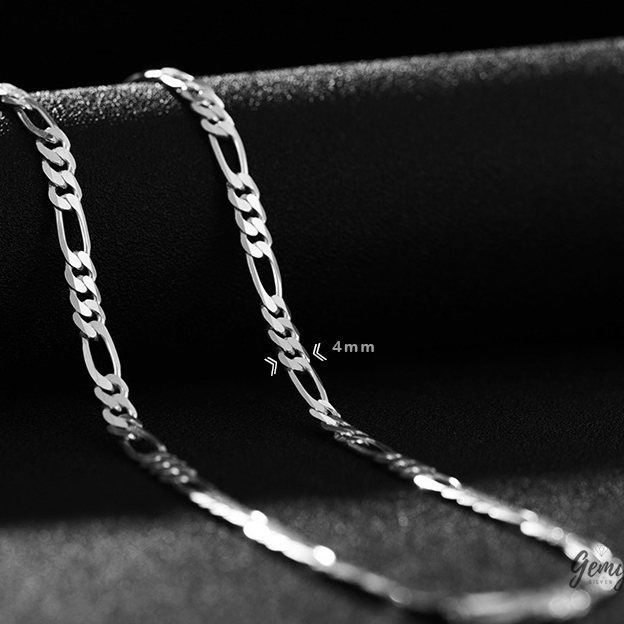 Dây chuyên nam bạc vòng cổ mắt xích trơn đơn giản không mặt unisex nhiều size| GEMY SILVER VCN7