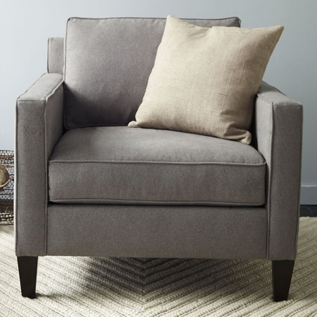 Ghế sofa đơn Tundo bọc vải viền nổi màu xám
