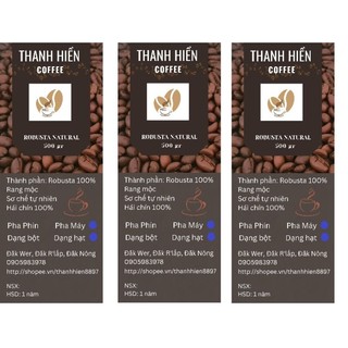 Robusta natural cà phê rang pha pin 500g cà phê thanh hiền