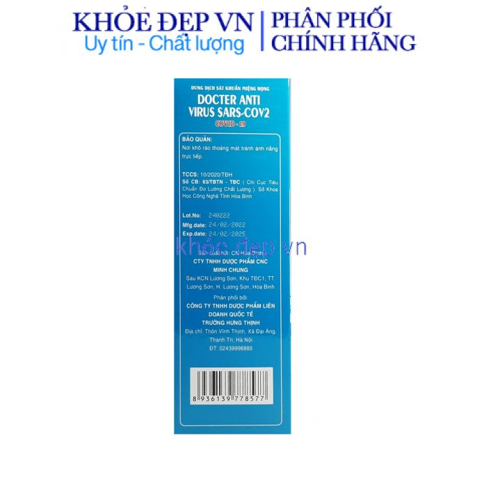 Dung dịch sát khuẩn miệng họng DOCTER ANTI VIRUS SARS-COV2 COVID-19