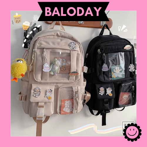 Balo Nữ dễ thương  có túi trong suốt phù hợp đi học, đi chơi