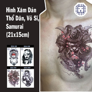 Hình Xăm Dán Tướng Cướp, Thổ Dân, Võ Sĩ, Samurai Chụp Ảnh, Đóng Phim, Dễ Dàng Tẩy Xóa - Dùng 2-5 Ngày (21x15cm)
