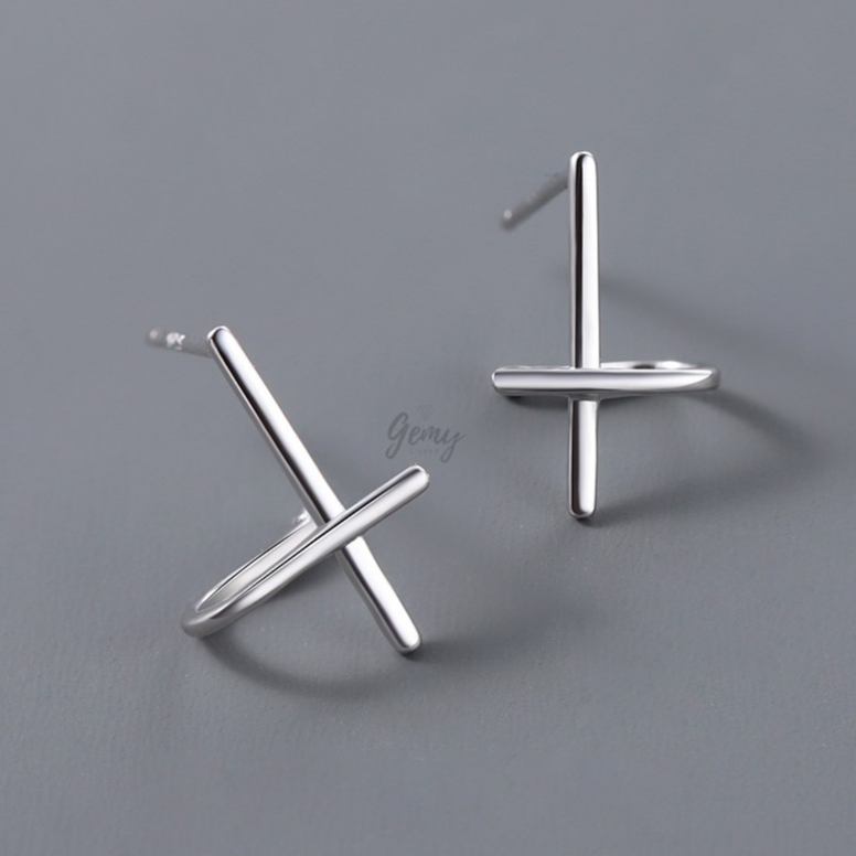 Khuyên tai nam bạc 925 mặt chữ thập độc đáo, cá tính, unisex (1 chiếc) | GEMY SILVER KN37