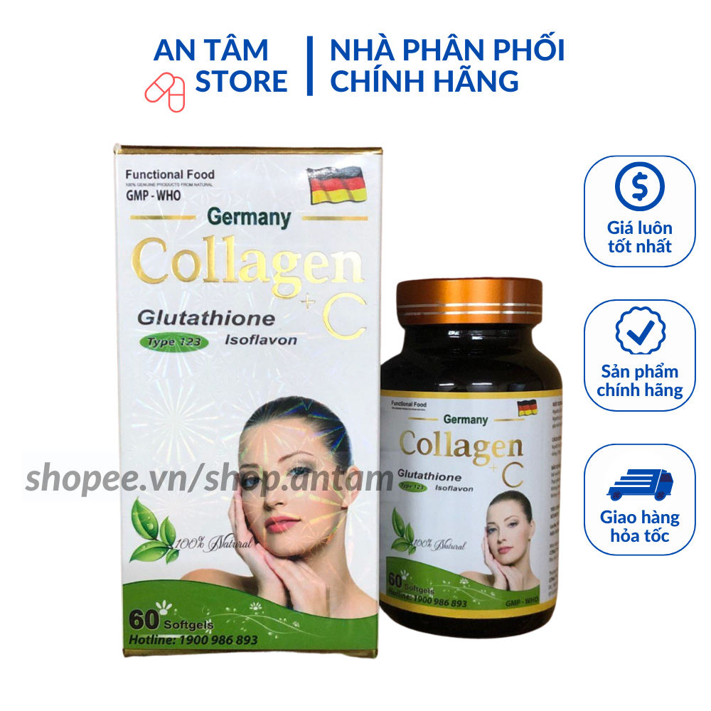 Viên uống đẹp da Collagen +C bổ sung Vitamin A E C giảm nám sạm da Hộp 60 viên