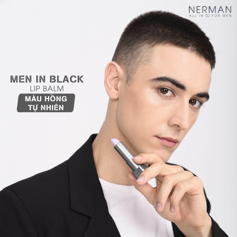Son dưỡng cho nam Nerman Men in Black 2 in 1 dưỡng ẩm, ngừa thâm môi 4g không tạo màu