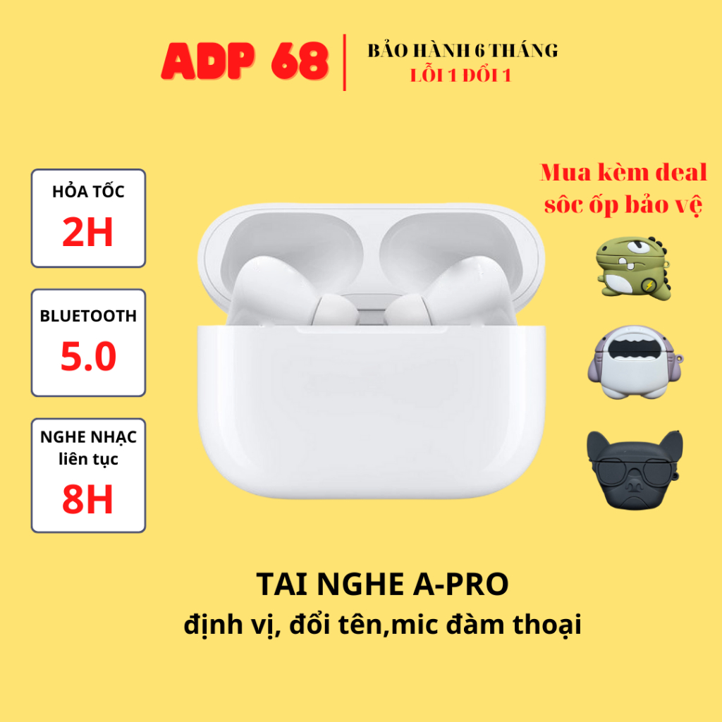 Tai Nghe Bluetooth PR Cao Cấp Nghe Nhạc 8H, Tai Nghe Không Dây, Cảm Ứng,Định Vị, Đổi Tên, Tương Thích Các Máy Điện Thoai