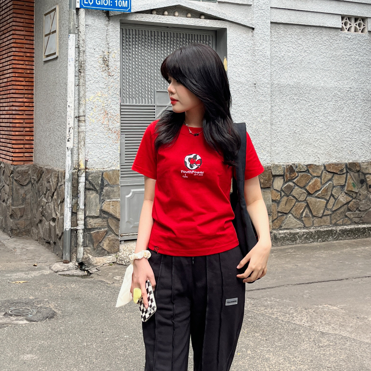 Áo Thun Nữ Baby Tee Tay Ngắn Form Vừa Họa Tiết Mèo Thêu "Youth Cats" 250gsm Local Brand | YOUTH POWER