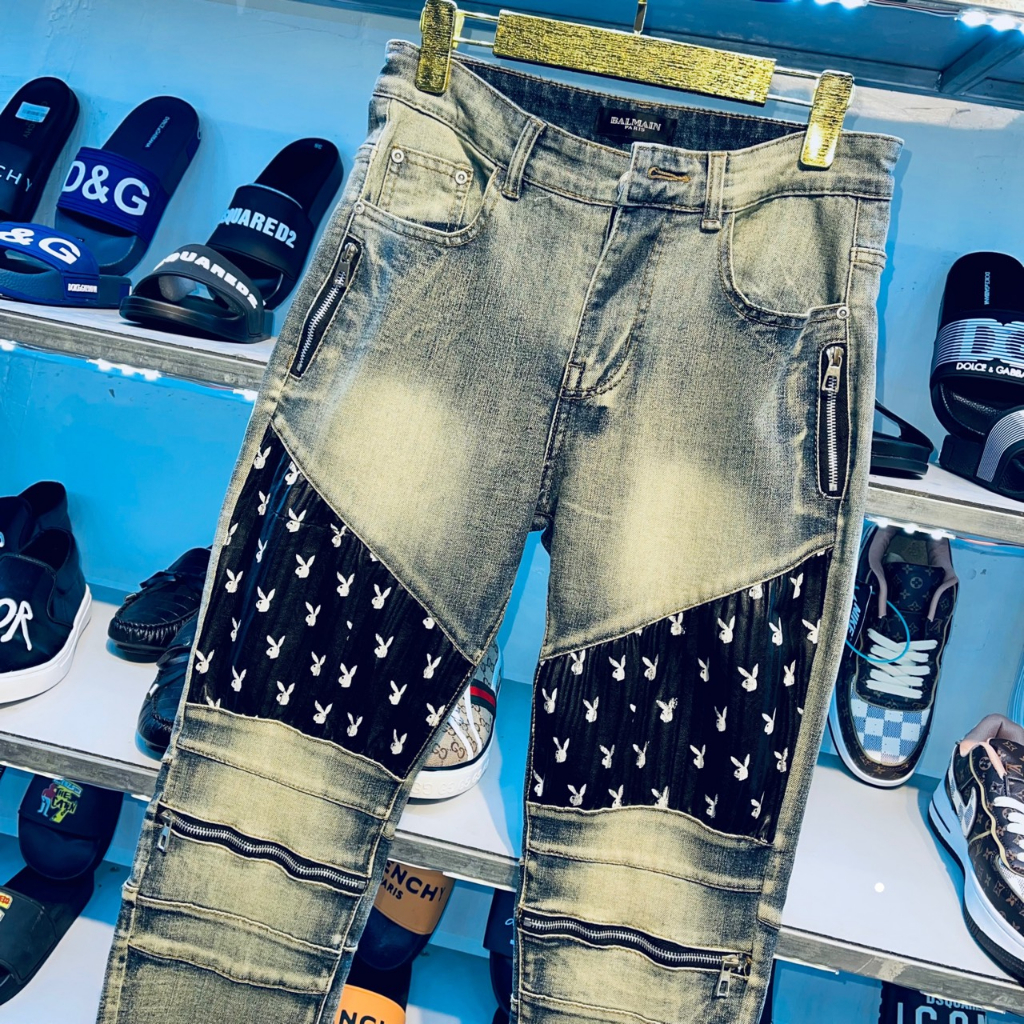 Quần jeans nam mix khoá cao cấp_Quần bò nam mix khoá hot hit