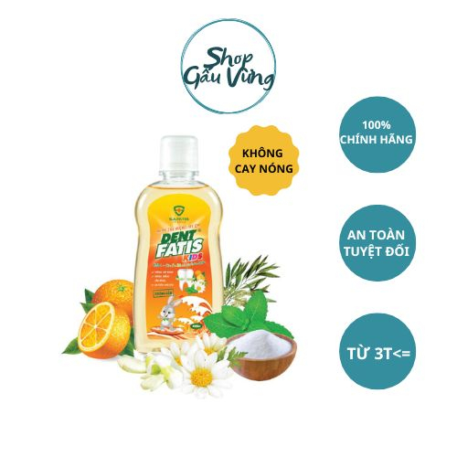 Nước Súc Miệng Trẻ Em Thảo Dược DentFatis Kids 250 ml