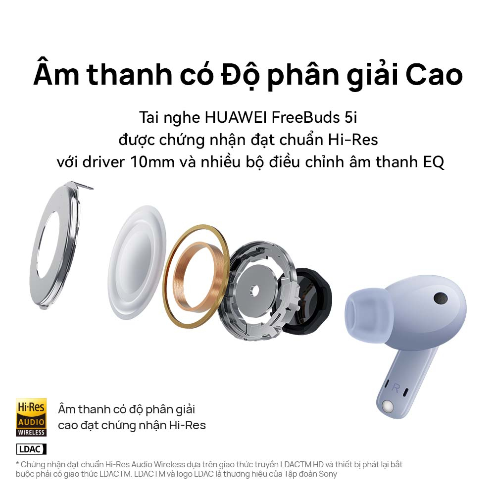 Tai Nghe Không Dây Huawei FreeBuds 5i | Phân giải cao | Chống ồn chủ động đa chế độ 42dB