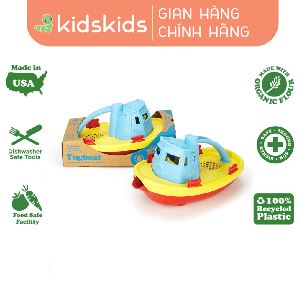 Đồ Chơi Tàu Thuỷ Kéo Green Toys Cho Bé Từ 6 Tháng - Xanh Dương