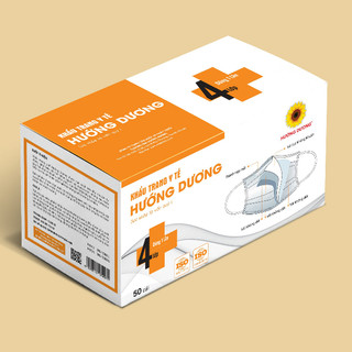 Combo 2 Hộp Khẩu Trang Y Tế Hướng Dương Than Hoạt Tính Kháng Khuẩn - Hộp 50 Chiếc