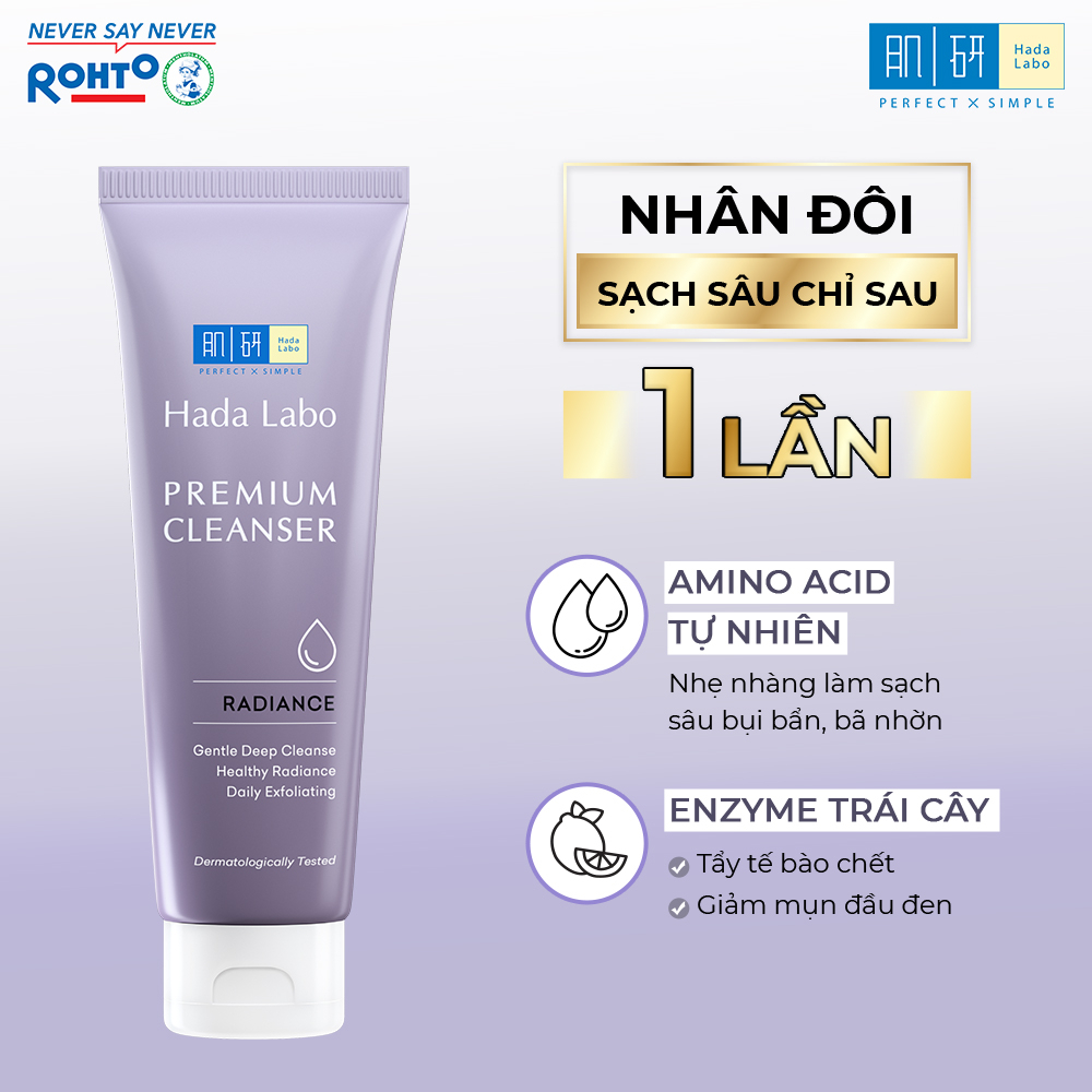 Sữa rửa mặt dưỡng trắng cao cấp Hada Labo Premium Cleanser Radiance 100g