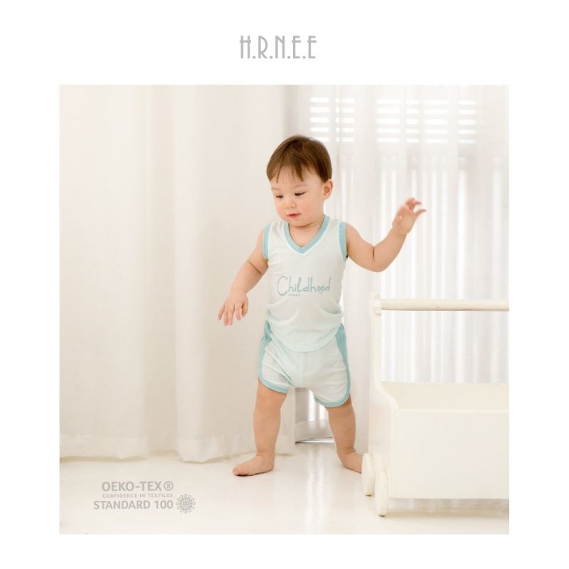 Hrnee - Bộ ba lỗ cổ tim modal organic cho bé trai từ 9M - 4T