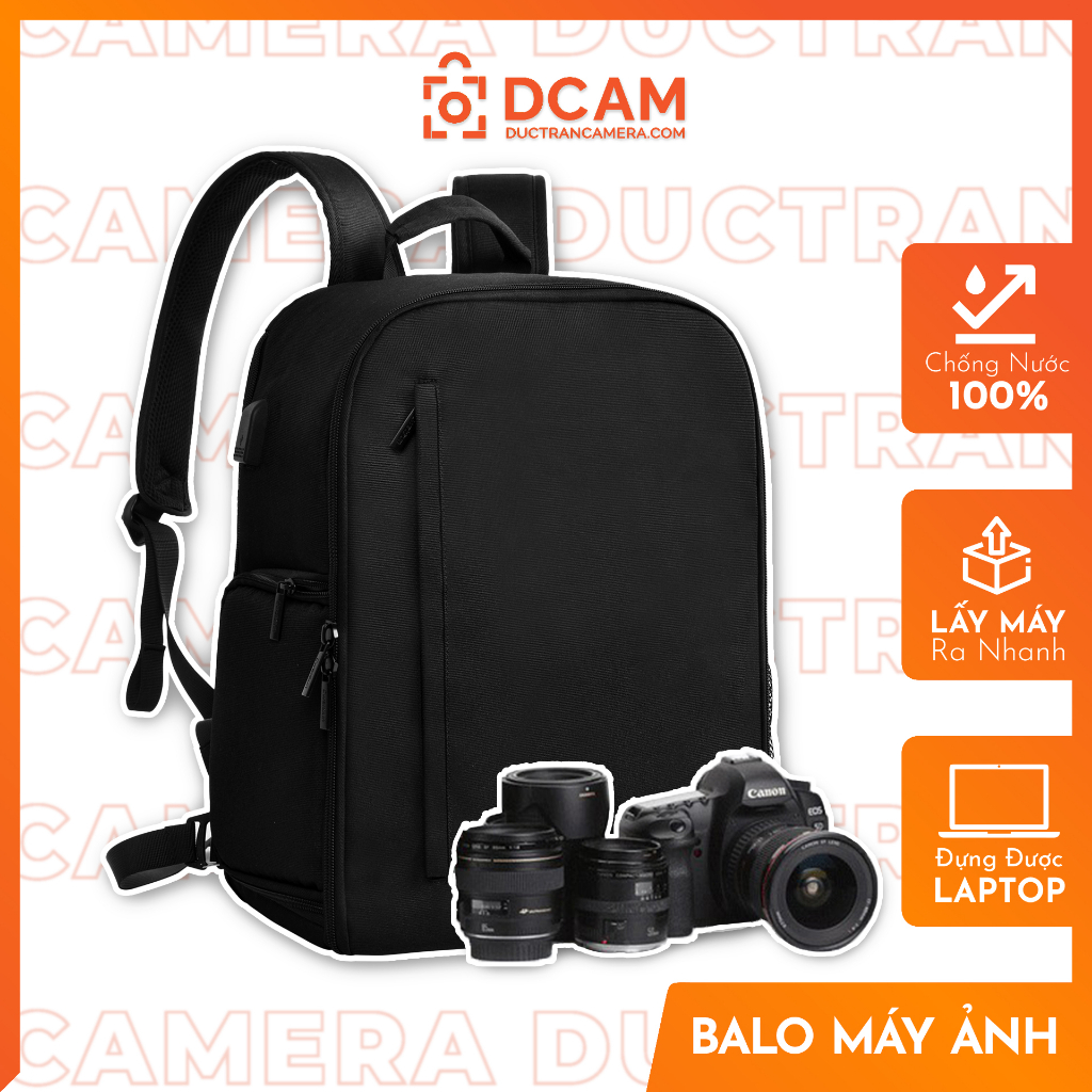 Balo máy ảnh và laptop Caden Full Photo thao tác nhanh form cứng chống nước CB091