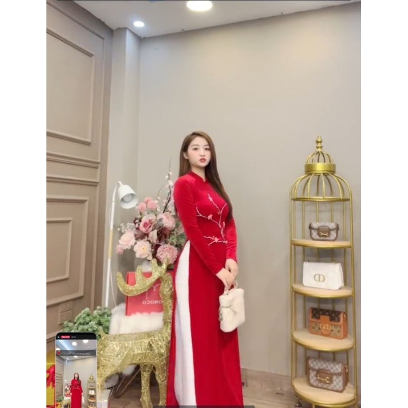 Bộ áo dài hoa đào Monoco