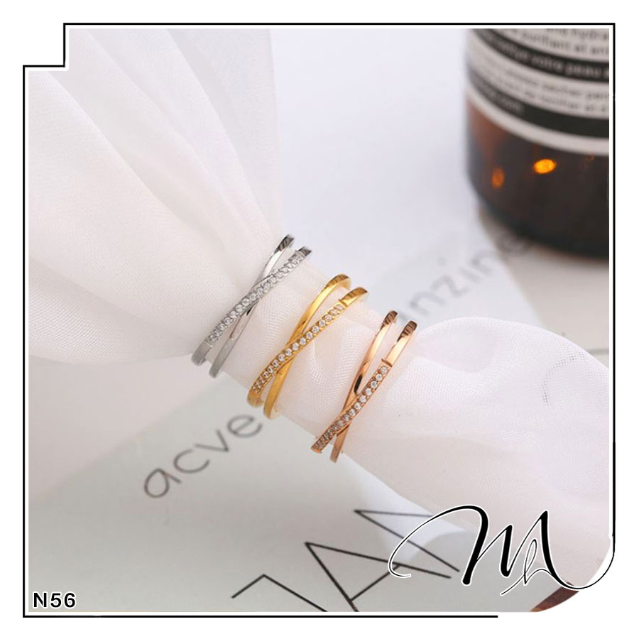 Nhẫn nữ Titan chéo chữ X đính đá trắng - Măng’s House N56
