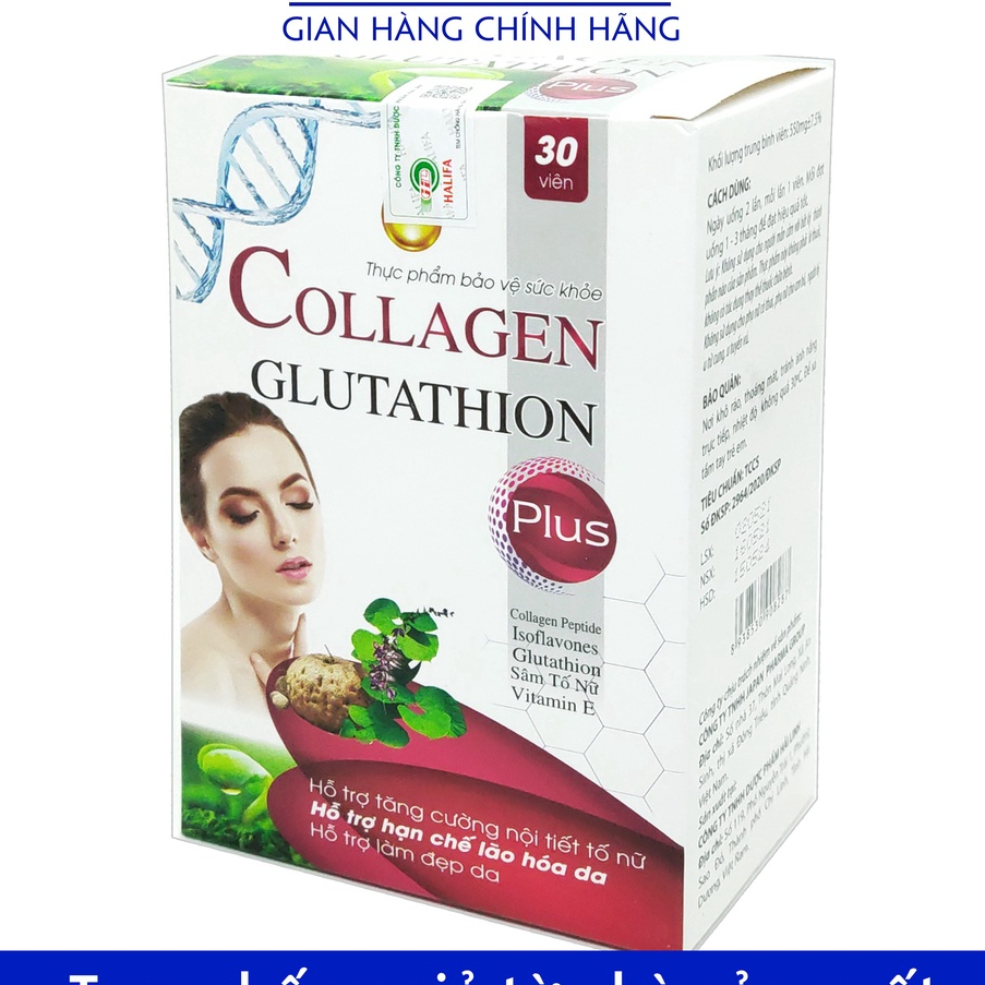 Viên uống đẹp da Collagen Glutathion Plus - Giảm nám sạm da, làm đẹp da, tăng nội tiết tố nữ hiệu quả - Hộp 30 viên