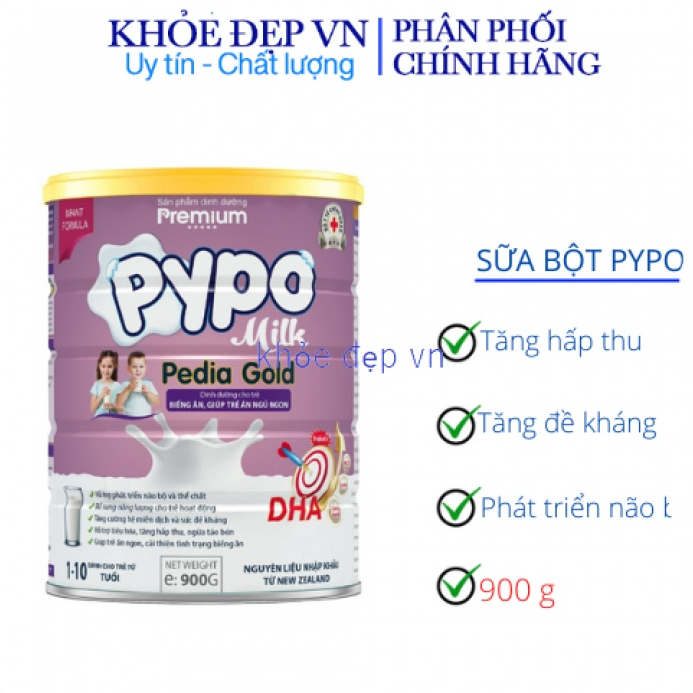 Sữa bột Pypo Pedia Gold cho trẻ từ 1-10 tuổi hỗ trợ tiêu hóa, an ngon, ngủ ngon - Hũ 900g